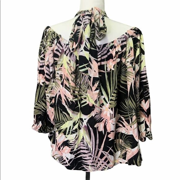 𝅺cece Tropical Off The Shoulder Halter Long Sleeve - Picture 11 of 12